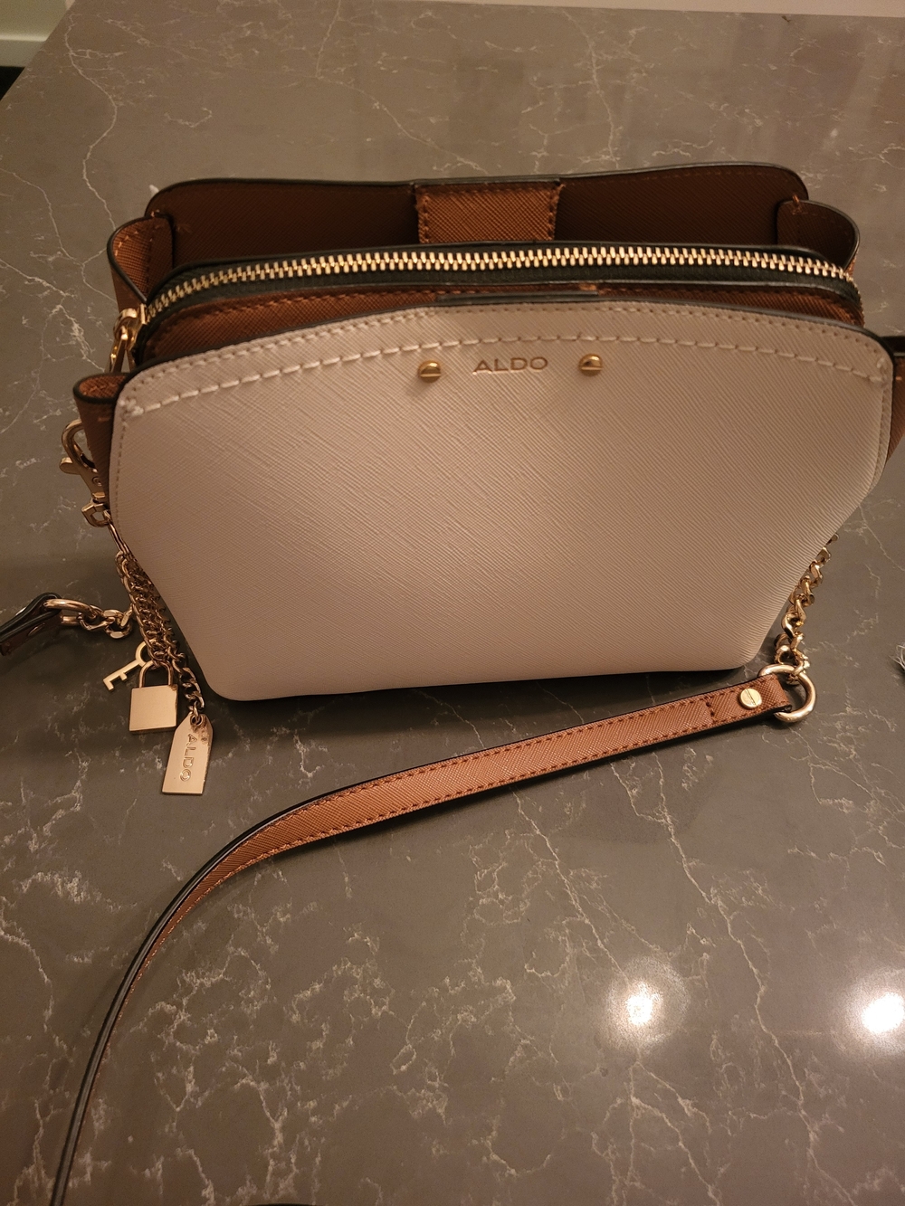 ALDO Two-Tone Cream and Brown Crossbody Bag